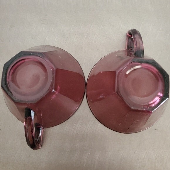 Vintage Hazel Atlas Moroccan Amethyst Glass Tea Coffee Cups Made in USA - Picture 6 of 10